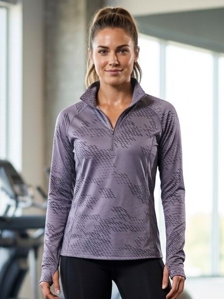 Under Armour Grey Patterned Quarter-Zip Performance Pullover Size Med